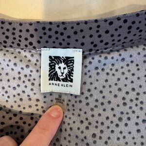 Anne Klein Black and Gray Dotted Blouse